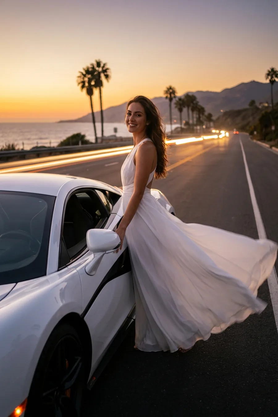 White Supercar Sunset template