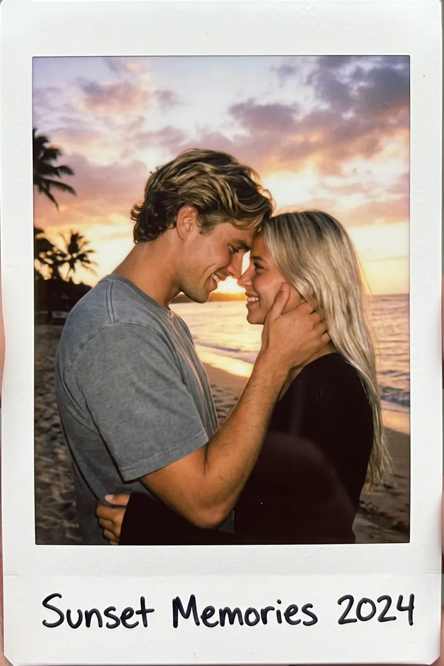 Sunset Beach Instant Film couple template